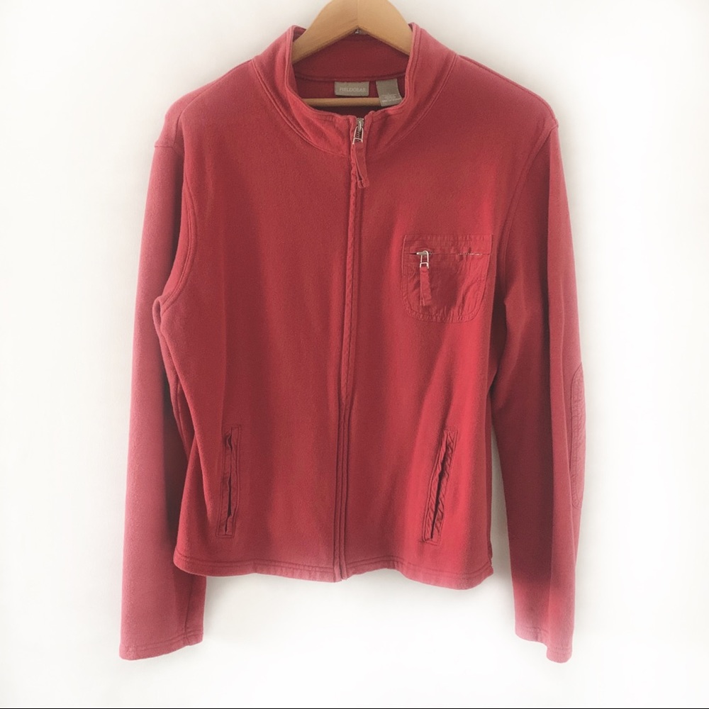FieldGear Zip Up Cotton Maroon Sweatshirt Size L